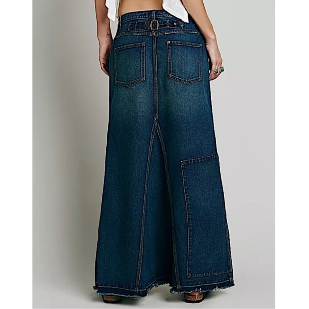 Free People Leanne Patchwork Denim Maxi Skirt Size 28 - Picture 3 of 16